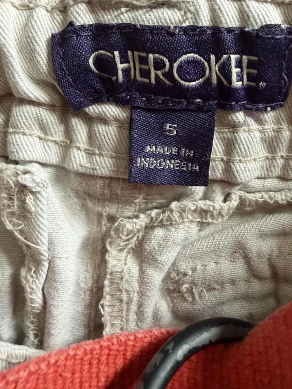 Cherokee Khaki Cargo Shorts with Striped Belt - Size 5